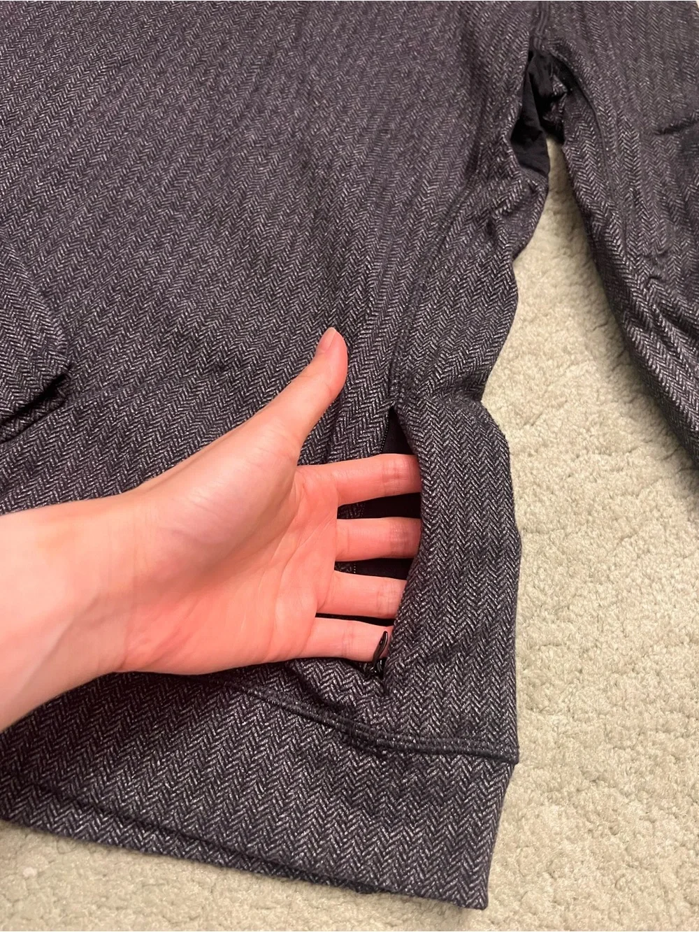 lululemon athletica Think Fast Long-Sleeve Heathered Pullover Dress in Dark Gray